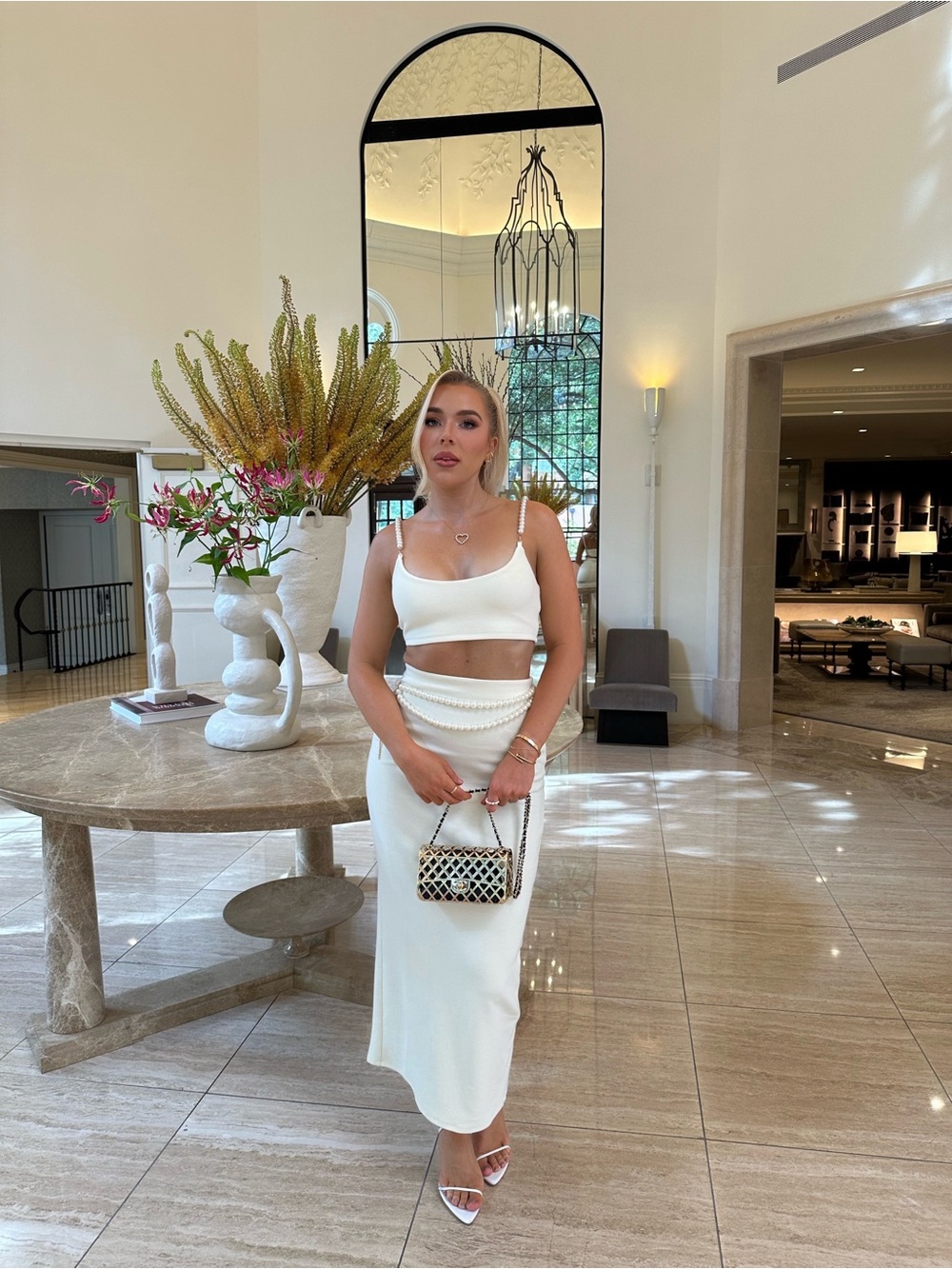 Lovers + Friends White Midi Skirt